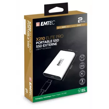 Emtec X210 Elite Pro 1TB portable SSD, USB 3.2 Gen 2, white