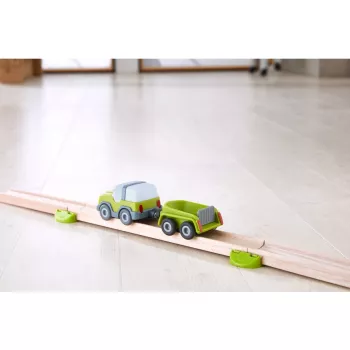 HABA Kullerbü - Off-Road Vehicle with Trailer, Toy Vehicle Anthracite/White