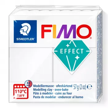Modeling clay FIMO effect white translucent 8010-014 — translucent white effect, soft polymer clay, 57 g bar