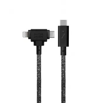Charging and data cable native union Belt Cable Duo Pro USB-C to USB-C and Lightning Black