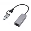 Gembird A-USB3AC-LAN-01 USB 3.1 + Type-C Gigabit Network Adapter, 1x RJ-45, 10/100/1000 Mbps, Metal Housing, Space Grey
