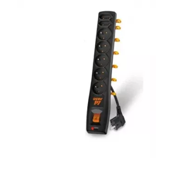 Acar P7 Surge Protector Power Strip, 7 Outlets, 3 m, Black