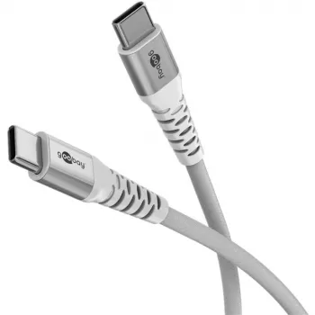 super-soft USB 2.0 Braided Cable, USB-C Plug > USB-C Plug (White, 3 Meter)