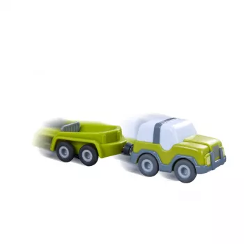 HABA Kullerbü - Off-Road Vehicle with Trailer, Toy Vehicle Anthracite/White