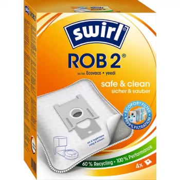 Swirl ROB 2 EcoPor Vacuum Cleaner Bags for Ecovacs/Yeedi Robot Vacuums, 4 pcs