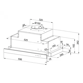 Telescopic kitchen hood MAAN Corona Touch Bis 60, 600 mm, carbon filter, 635 m³/h, touch control