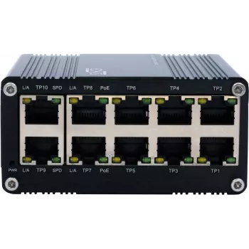 Exsys EX-62025POE 10-Port Industrial Gigabit PoE Switch, Unmanaged, 8x PoE, 48-57 VDC, DIN-Rail/Wall Mount