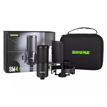 Shure SM4-K-KIT - condenser microphone, externally polarised, handle, popfilter, case