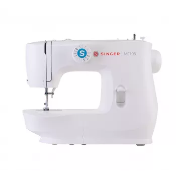 Semi-automatic sewing machine SINGER M2105 — 8 stitch patterns, 4-step buttonhole, free arm, electric, white