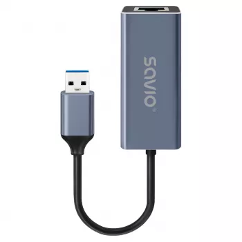 Network interface adapter SAVIO AK-83 USB Type-A to RJ-45 male, 5 Gbit/s, black