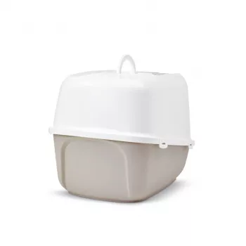 Covered cat litter box Savic Nestor Jumbo, plastic, 66.5×48.5×46.5 cm, Coffee/White