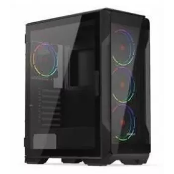 KRUX Heko KRXD001 Midi Tower PC case, ATX/micro-ATX/mini-ITX, transparent side panel, ARGB, 4x 120 mm fans, GPU up to 34 cm, CPU cooler up to 165 mm, Black