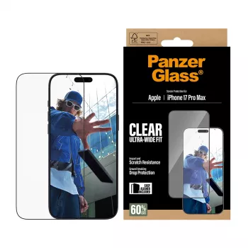 PanzerGlass ® skärmskydd iPhone 17 Pro Max | Ultra-Wide Fit med EasyAligner