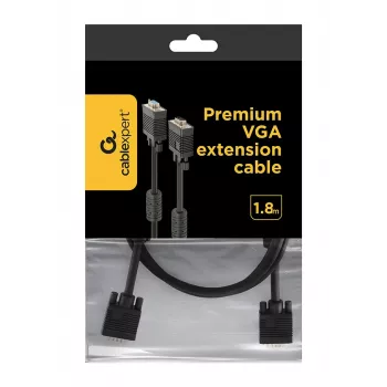 GEMBIRD Premium dubbelskärmad VGA-förlängningskabel med ferritkärnor, 1,8 m