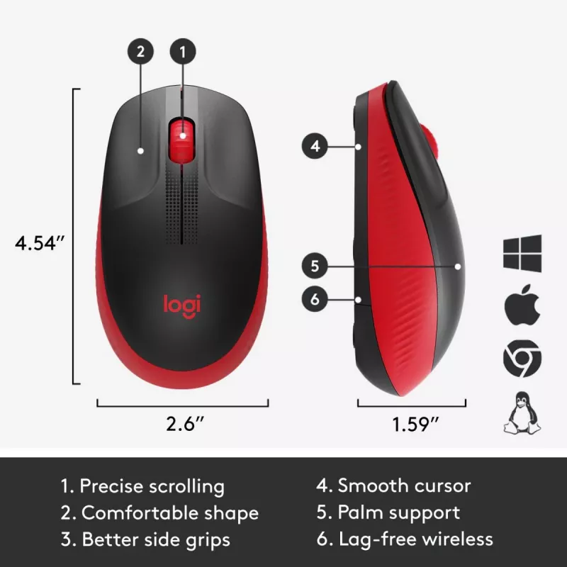 Mus Logitech M190 Wireless USB röd