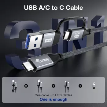Equip 128432 USB-kabel USB 3.2 Gen 2x2 2 m USB A/USB C USB C svart