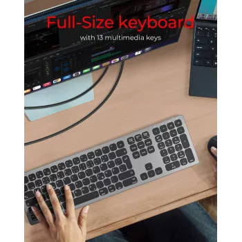 KeySonic KSK-8023BTRF (DE) keyboard Universal Bluetooth QWERTZ German Anthracite, Black