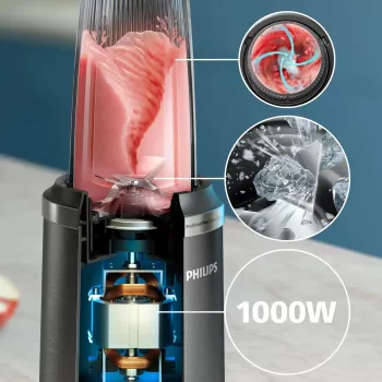 Tabletop blender Philips 5000 series HR2766/00 — 1000 W, 0.7 L bowl, 0.3 L chopper, Black/Stainless Steel