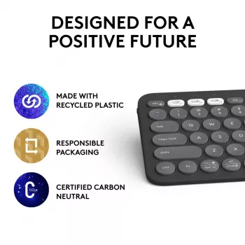 Logitech Pebble Keys 2 K380s tangentbord universellt RF trådlöst + Bluetooth QWERTY US International grafit