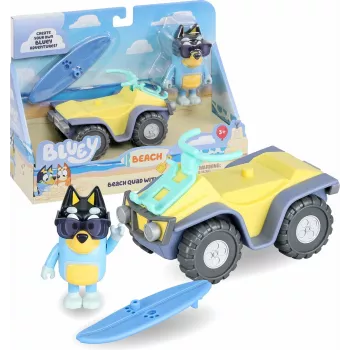Moose Toys Bluey S9 Figure & Vehicle Pack Beach Quad with Bandit