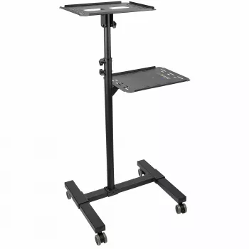 StarTech.com mobil projektor- och laptopställning/vagn – robust portabel projektorställning (2 hyllor, 10 kg belastning vardera) – höjdjusterbar rullvagn för presentationer med låsbara hjul