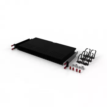PATCHBOX .one PONEFRAME Patch Panel Frame for up to 24 Cassettes, incl. Mounting Rails, Steel, Black RAL 9005