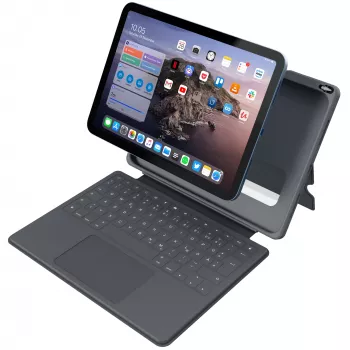 ASTAR DEQSTER Smart Rugged Touch Plus Keyboard for iPad 10.9 inch — QWERTZ German, Mechanical switches, Smart Connector docking, Grey