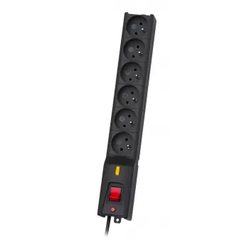 Lestar LX 610 G-A Surge Protector, 6 AC Outlets, 1.5 m Cable, 155 J, 230 V, 10 A, with Switch, Black