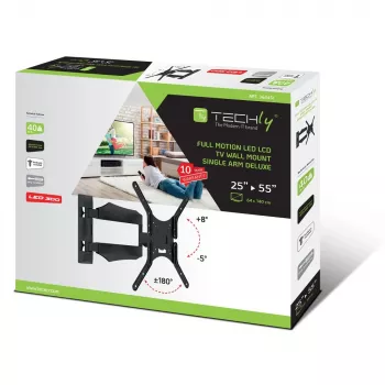 Techly ICA-PLB 271M TV-väggfäste 25-52 inch, sväng- och tiltbar, smal, 40 kg, svart
