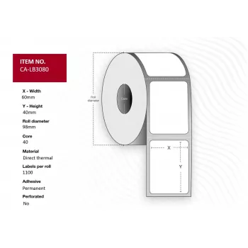 Capture CA-LB3080 printer label White