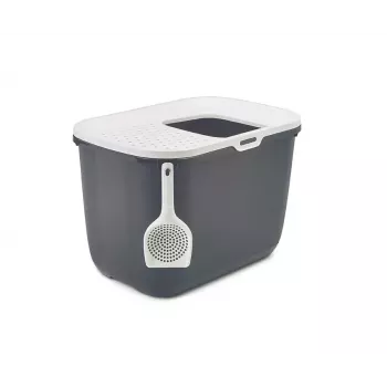 Savic Hop cat litter tray, anthracite/white, 58.5 x 39 x 39.5 cm