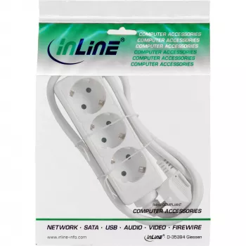 InLine Socket strip InLine 16431W 3-way earth contact CEE 7/3 white 1.5m