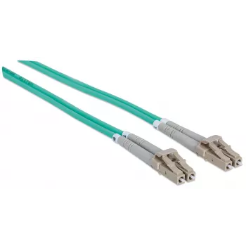 Intellinet Fiber Optic Patch Cable, OM3, LC/LC, 5m, Aqua, Duplex, Multimode, 50/125 µm, LSZH, Fibre, Lifetime Warranty