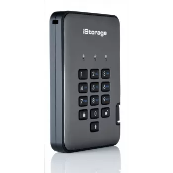 iStorage diskAshur PRO2 IS-DAP2-256-SSD-1000-C-G Encrypted Portable SSD, 1 TB, USB 3.1, AES-XTS 256-bit, FIPS 197