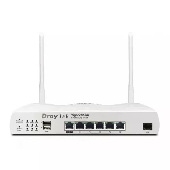 DrayTek Vigor 2866ax Wireless Router, DSL Modem, G.Fast/VDSL2/ADSL2+, Dual-Band Wi-Fi 6 (802.11ax), 6-Port Gigabit Switch, 2 WAN, Gray