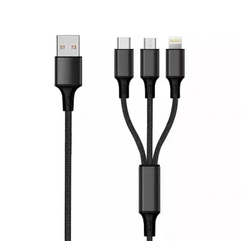 USB Cable 2GO 797154 3m USB B USB C/Micro-USB B/Lightning Black