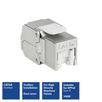 ACT keystone-uttag RJ45 CAT6A skärmad verktygsfri med dammskyddskåpa