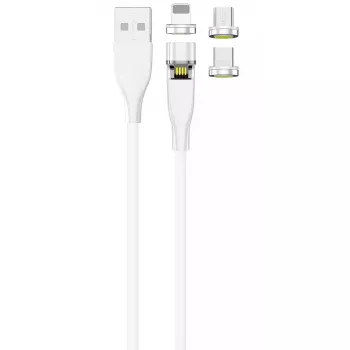 USB cable 2GO 797317 1m USB B USB C/Micro-USB B/Lightning White