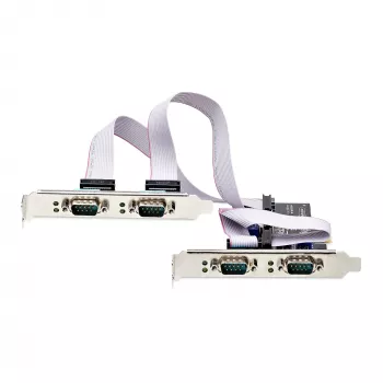 StarTech.com 4-portars seriell PCIe-kort, fyrportars PCI Express till RS232/RS422/RS485 (DB9) seriellt kort, lågprofilsfäste ingår, 16C1050 UART, Windows/Linux, TAA-kompatibel – ESD-skydd nivå 4