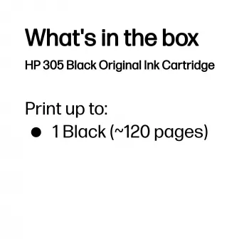 HP 305 Black Original Ink Cartridge, Black, 1 pc(s), 120 pages