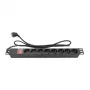 Good Connections uttagslist 19 inch - 1HE - jordad kontakt till 8x jordade uttag - med strömbrytare - barnskydd - plastprofil - svart