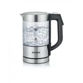Vattenkokare SEVERIN WK3458, 0,5 L, 1100 W, glas & rostfritt stål, 5 temperaturinställningar, sladdlös