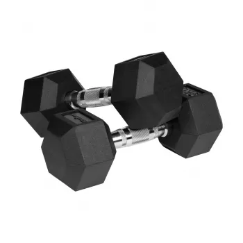 Gummiklädda gjutjärnshantlar HEX 2x9 kg REBEL ACTIVE