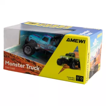 RC Monster Truck Amewi DieCast 1:64 RTR Blue – diecast 1:64 skala, körklar