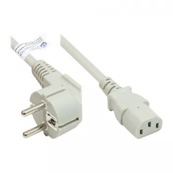 Nätkabel Schutzkontakt-kontakt typ E+F (CEE 7/7, vinklad) till C13 (rak), grå, 1,00 mm², 5 m, Good Connections® (P0130-GR050)