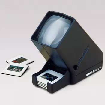 Light table KAISER diascop 4 — plastic, black, max operating distance 1.6 m, 80×160×170 mm