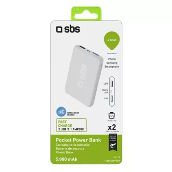 Portable Power Bank SBS 5000 mAh, 5000 mAh Battery Capacity