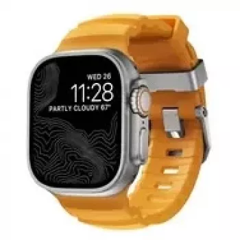 NOMAD Rocky Point Band - armband för Apple Watch 46 mm/49 mm med FKM och titan (sol, naturlig hårdvara)