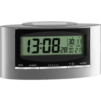 TFA 98.1071 Solar Alarm Clock, Black/Silver