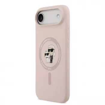 Karl Lagerfeld Liquid Silicone Karl and Choupette MagSafe Case for iPhone Air, Pink